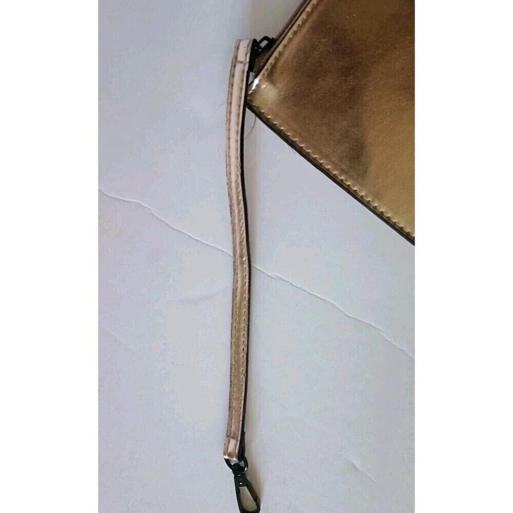 Victoria’s Secret Makeup Bag Case Metallic Rose Gold Zipper Attachable Strap New